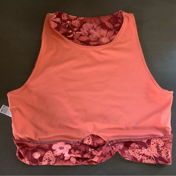 AERIE Offline Real Me XTRA Twist Crop Tank Top Coral Red Orange Large - Picture 6 of 10